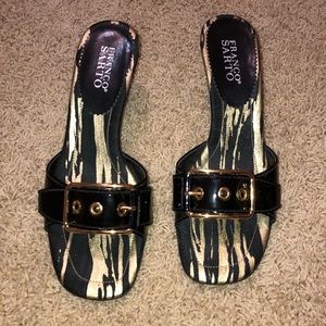 Gold Buckle Black Heels - Franco Sarto